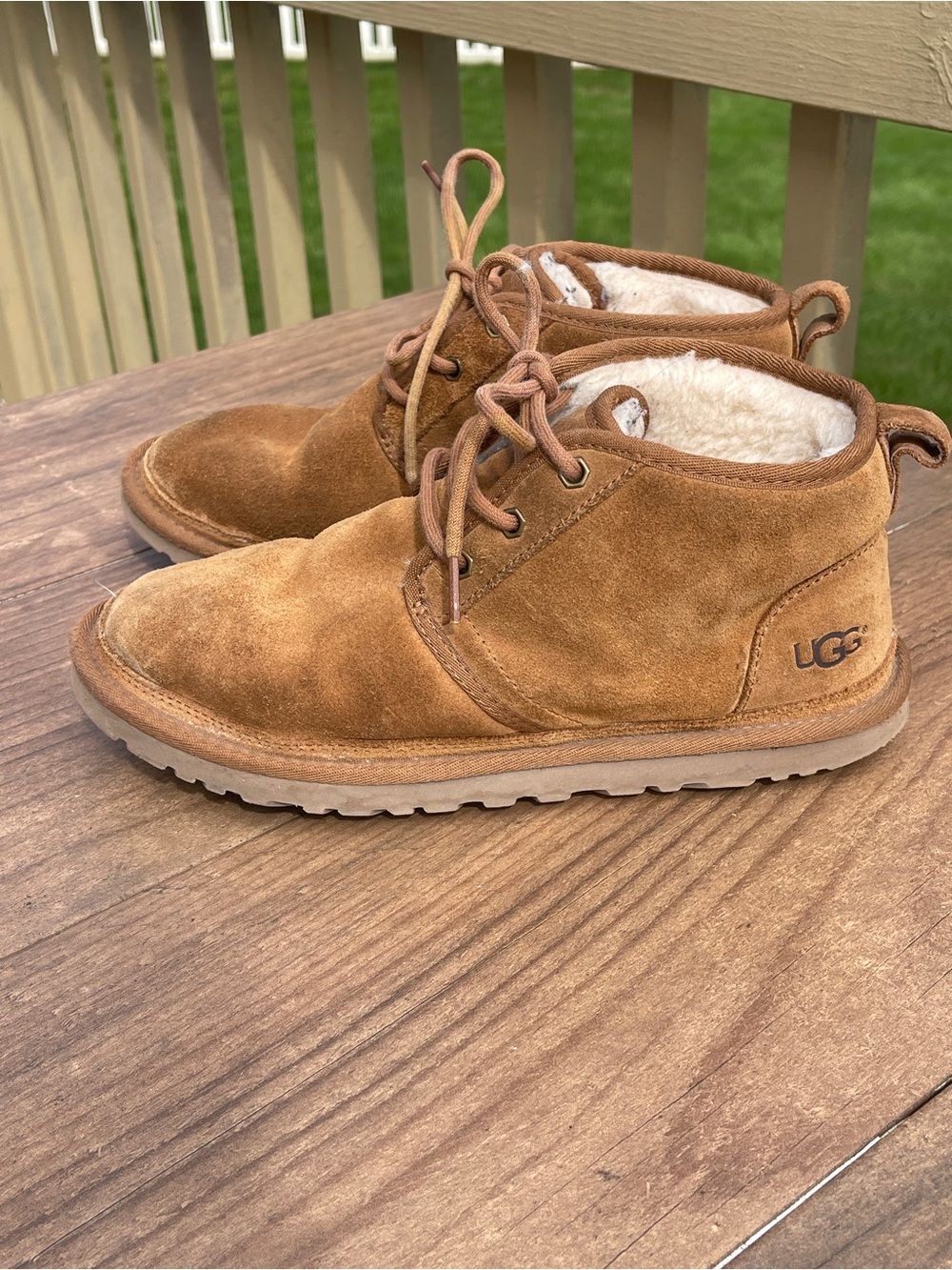 UGG Neumel Chestnut Suede Lace Up Boots Mens Size 9